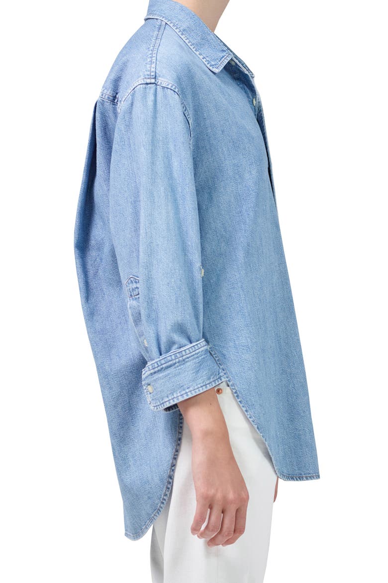 Kayla High-Low Cotton Denim Shirt, Alternate, color, HIDDEN HILLS
