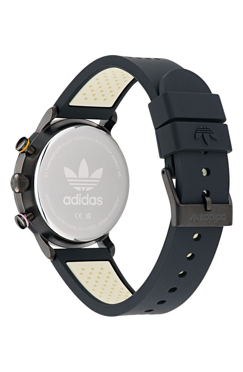 adidas AO Silicone Strap Chronograph Watch, Alternate, color, Black