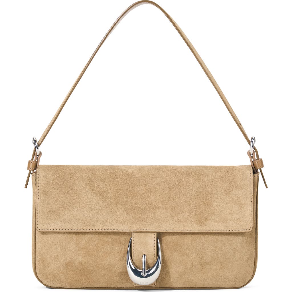 Staud Harlow Suede Shoulder Bag In Sand
