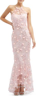 Dessy Collection Sequin Embroidered High-Low Gown