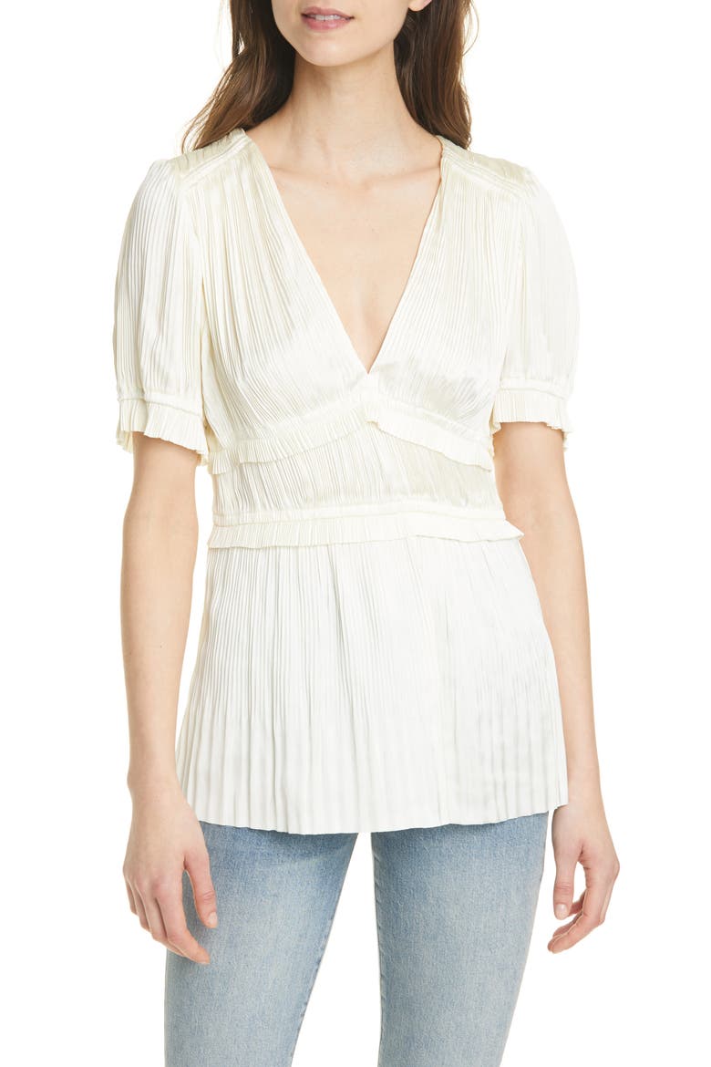 Joclyn Pleat Satin Top, Main, color, CLUBHOUSE CREAM