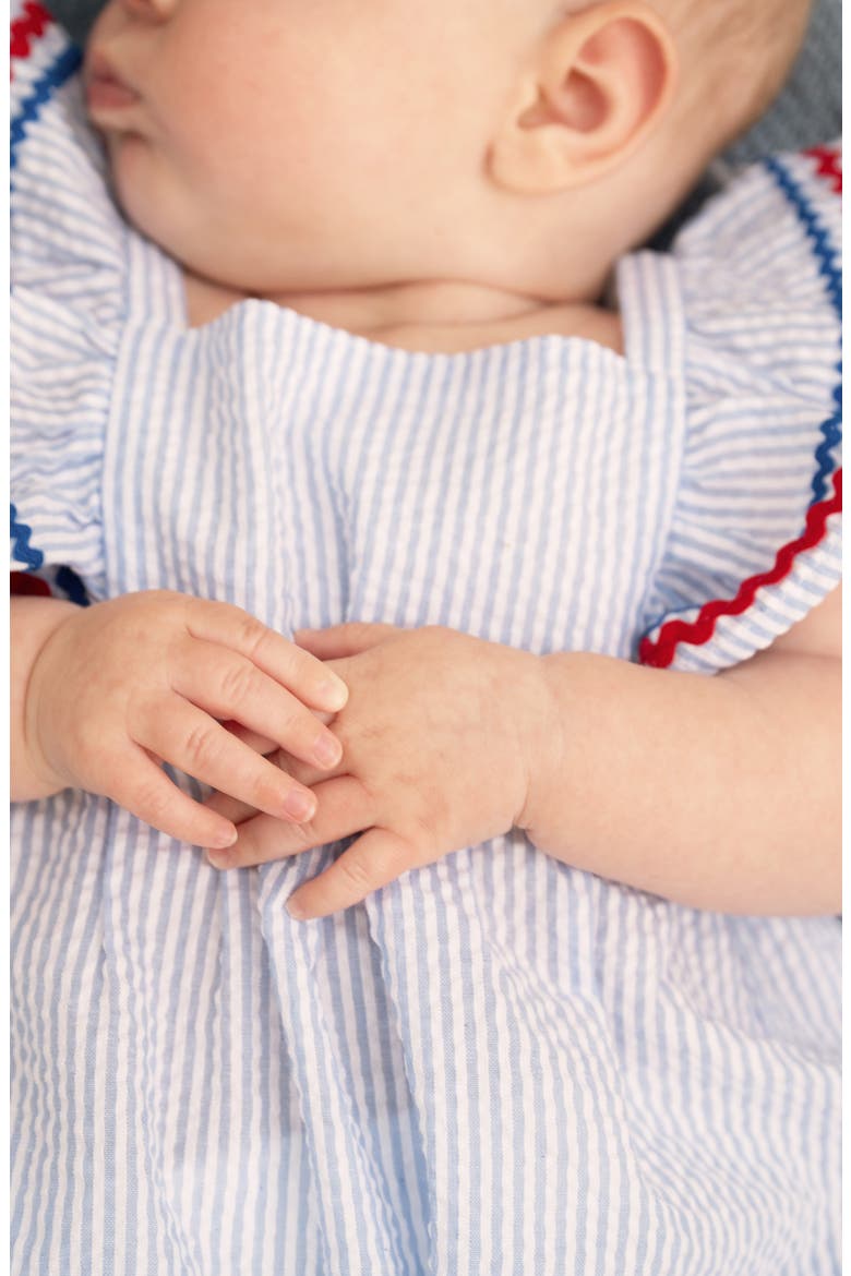 Stripe Cotton Seersucker Romper, Alternate, color, BLUE