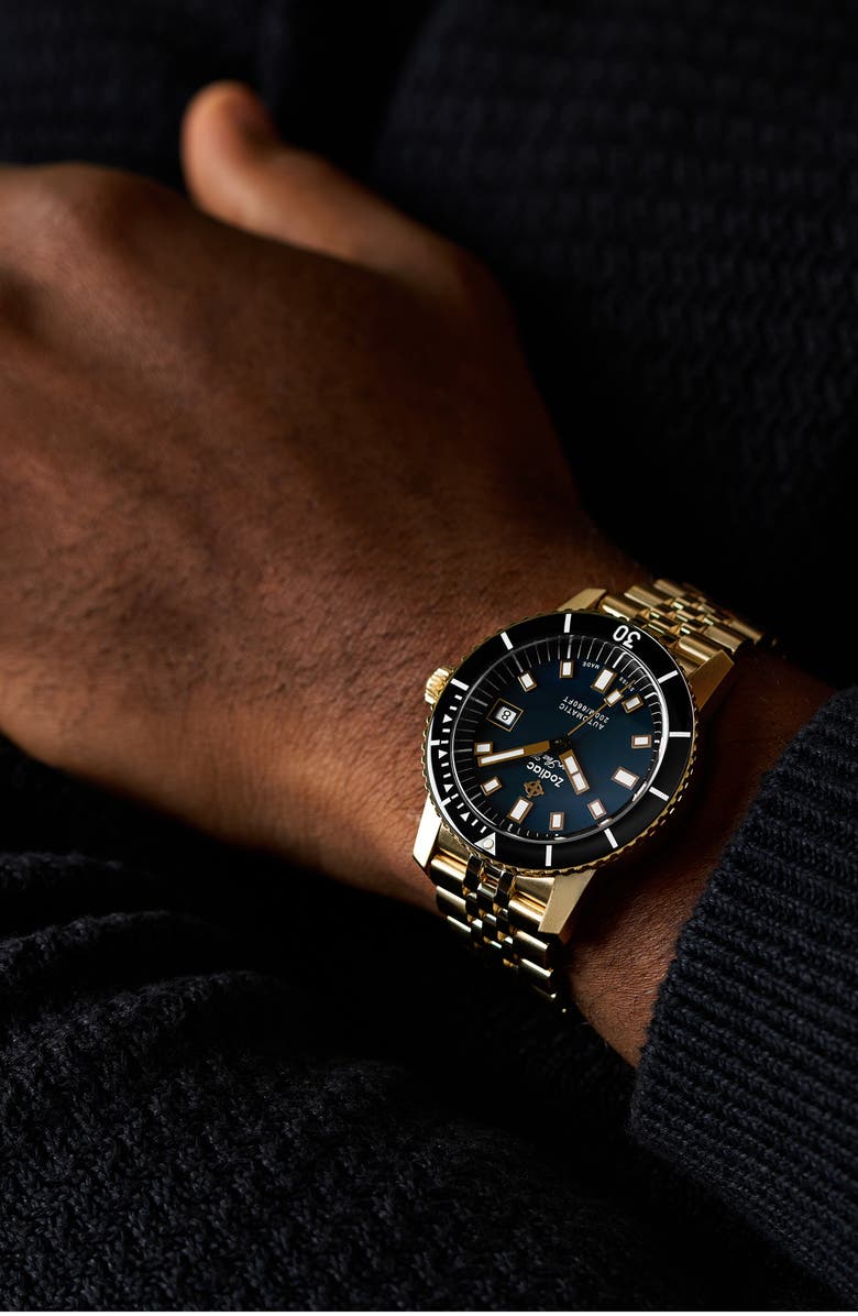 Zodiac Compression Diver Automatic 18K Gold-Plated Watch, 40mm, Alternate, color,