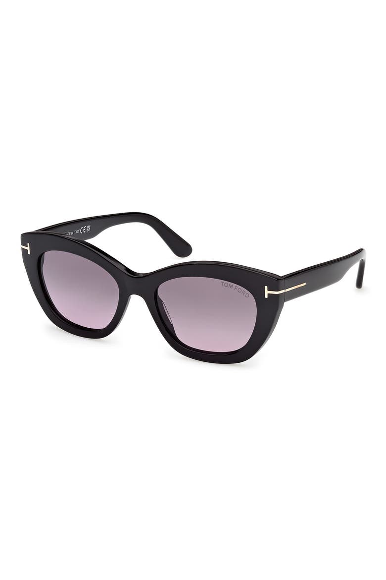 Linda 53mm Butterfly Sunglasses, Alternate, color, SHINY BLACK/ PURPLE LENSES