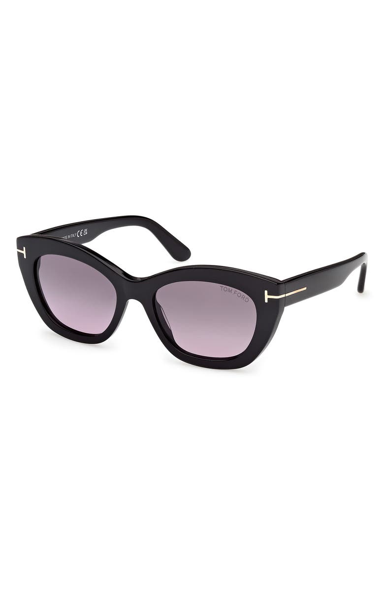 TOM FORD Linda 53mm Butterfly Sunglasses, Alternate, color, Shiny Black/ Purple Lenses