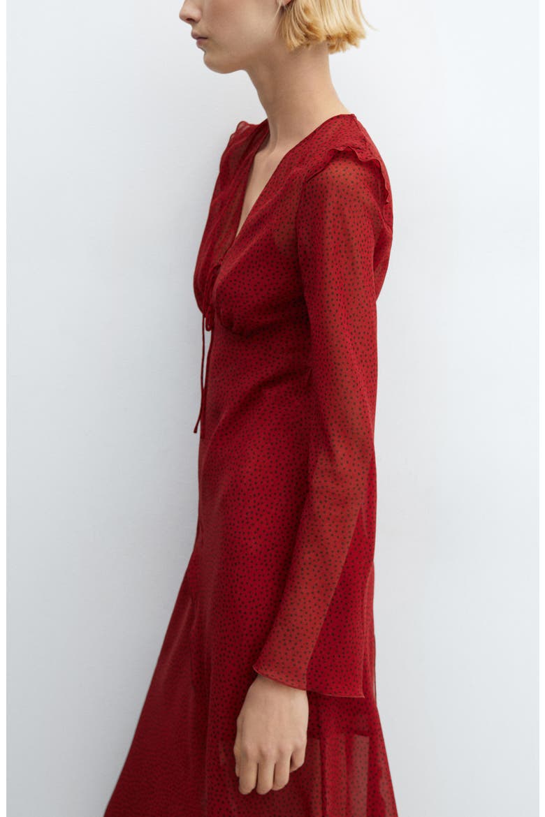 Print Semisheer Long Sleeve Maxi Dress, Alternate, color, RED