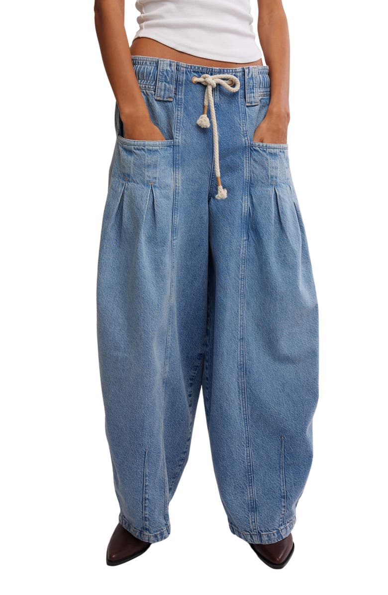 Free People Margo Wide Barrel Leg Pull-On Jeans, Main, color,