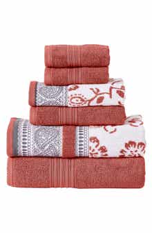 Modern Threads Yarn Dyed Jacquard/Solid Towel 6-Piece Set - Ophelia Stone
