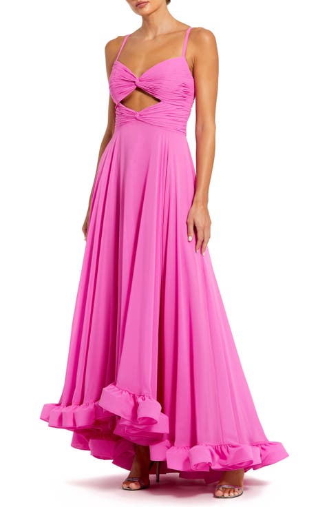 Spaghetti Strap Chiffon Sweetheart High Low Gown