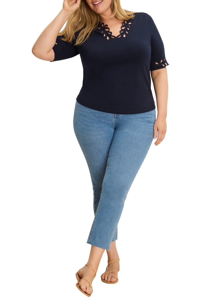 Rococo Edge Knit Shirt, Alternate, color, DARK INDIGO