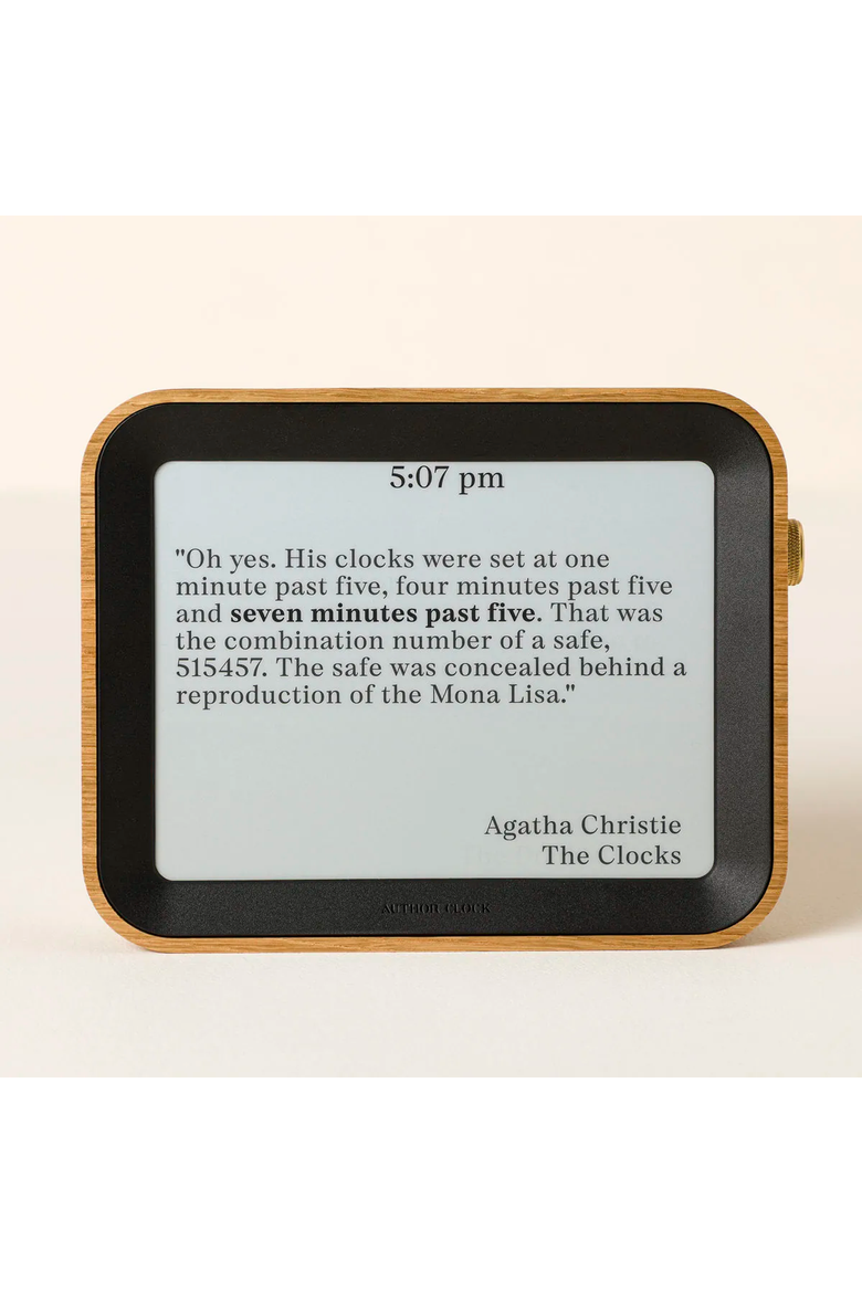 Literary Clock by Author Clock, Alternate, color, White Oak / Brass
