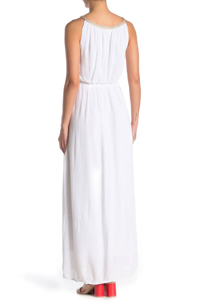 Braided Neck Sleeveless Maxi Dress, Alternate, color, WHITE