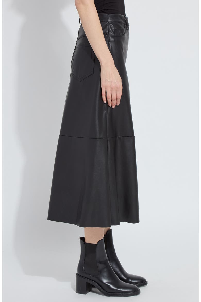 Warren A-Line Faux Leather Midi Skirt, Alternate, color, BLACK