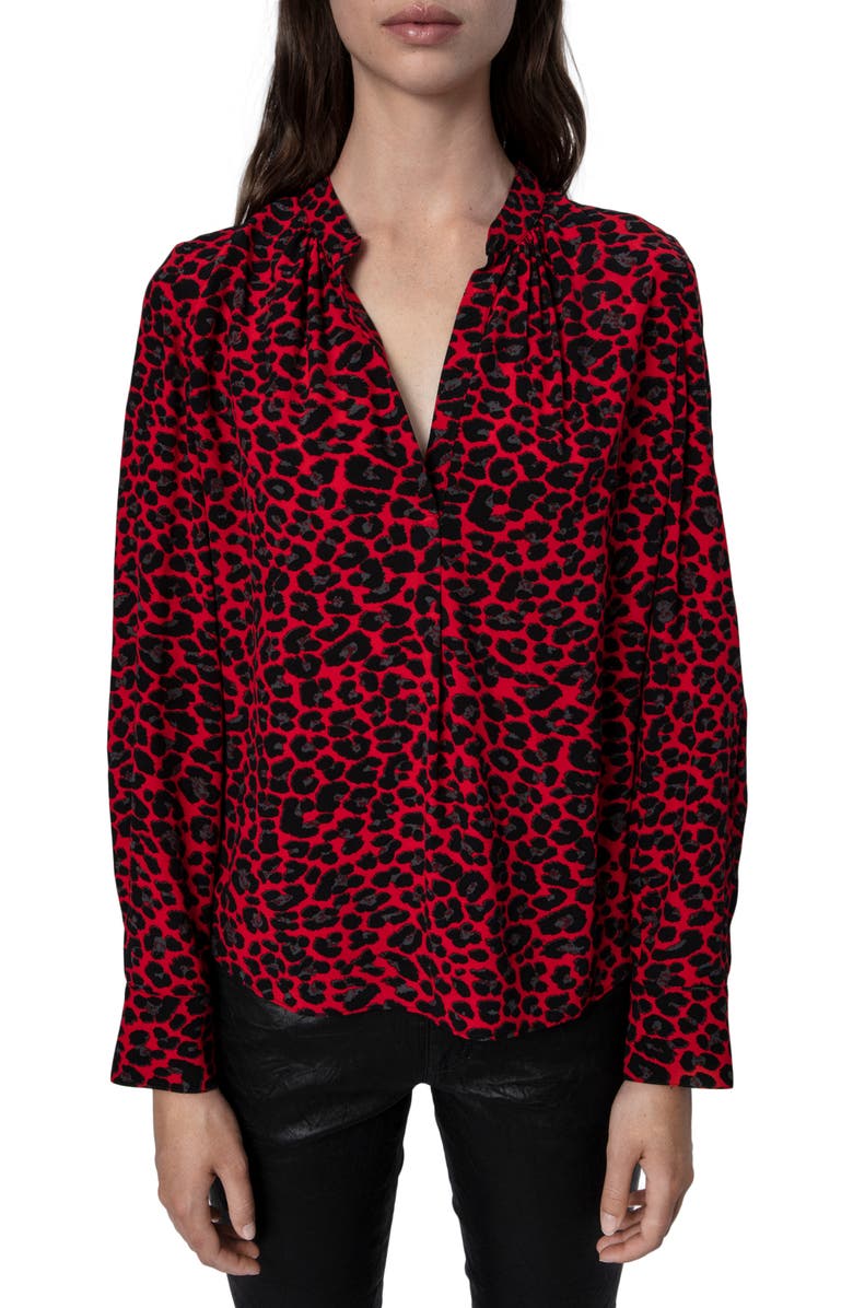 Zadig & Voltaire Tink Leopard Print Blouse, Main, color,