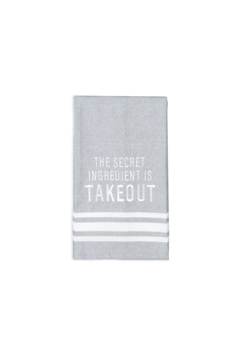 The Secret Ingredient Is Tea Towel Cotton White, Main, color, Grey