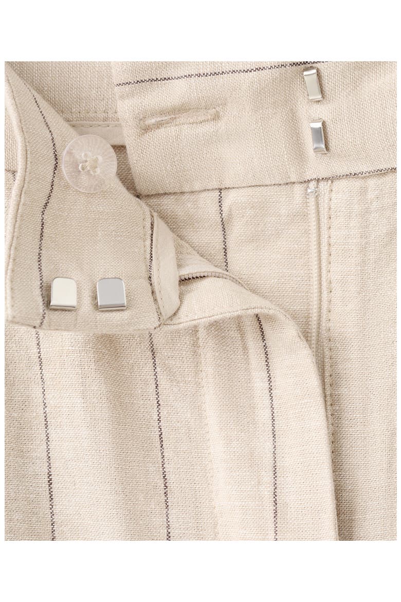 Pinstripe Wide Leg Linen & Cotton Pants, Alternate, color, BROWN