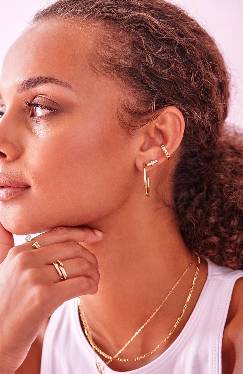 Estella Bartlett Textured Hoop Earrings, Alternate, color, Gold