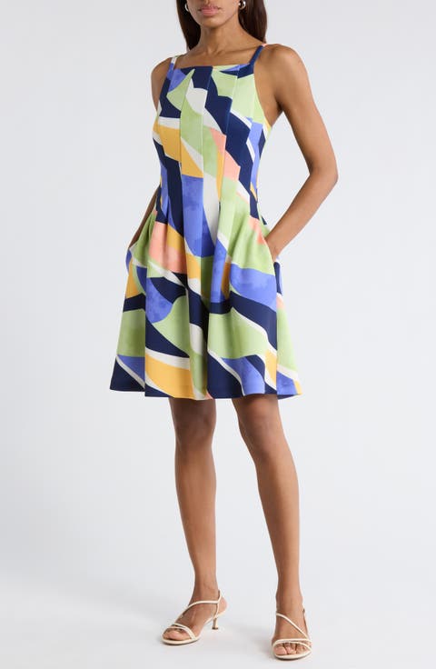 Scuba Knit Fit & Flare Dress