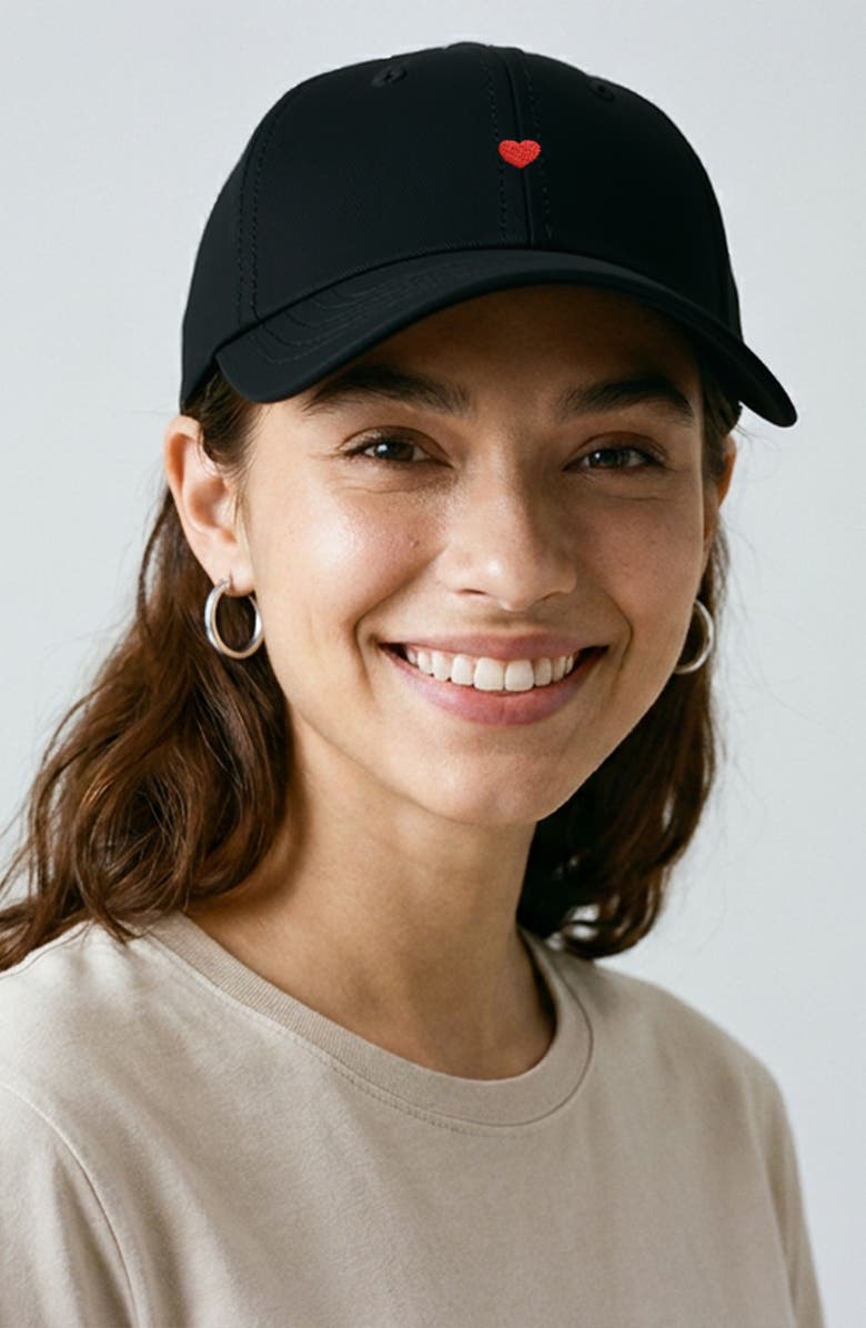 Dalix Lil Red Heart Dad Cap, Alternate, color, Black