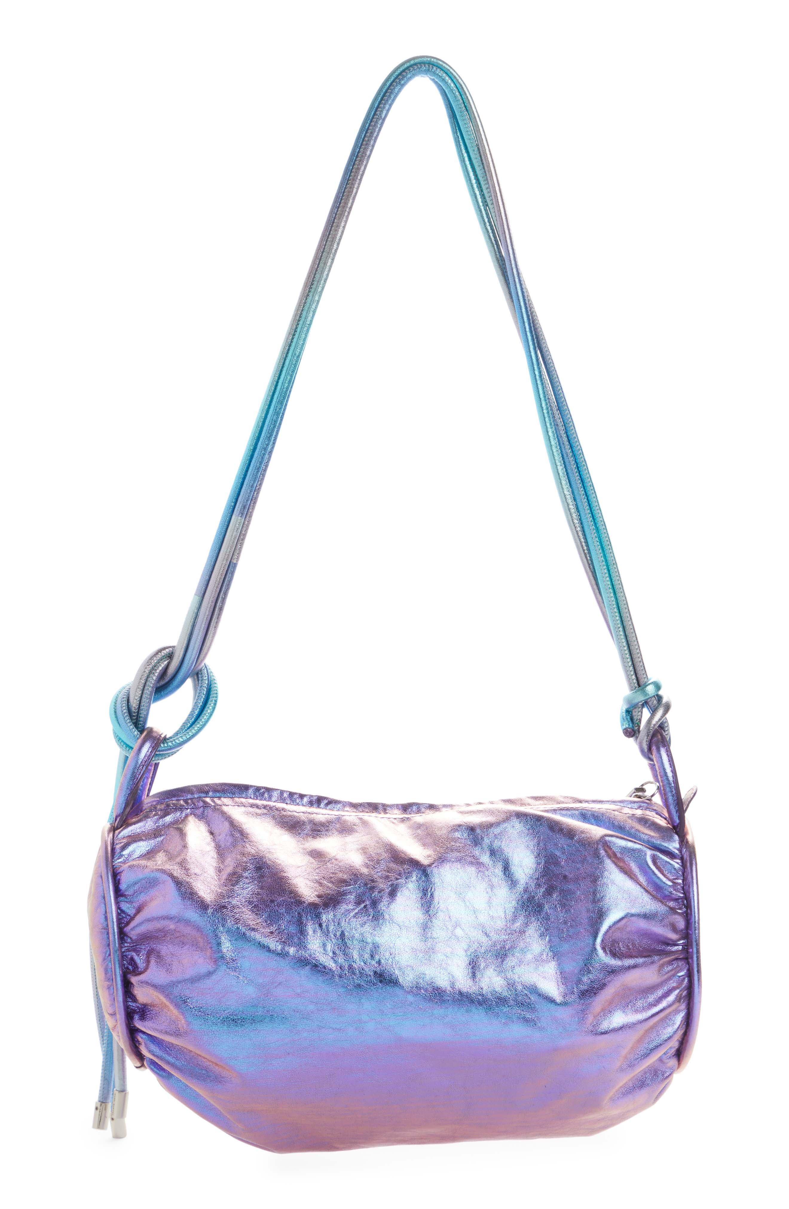 Isabel Marant Shelby Scrunch Iridescent Leather Shoulder Bag, Alternate, color, 