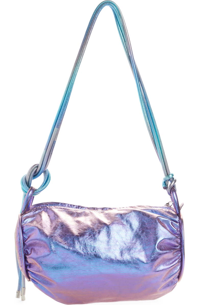 Isabel Marant Shelby Scrunch Iridescent Leather Shoulder Bag, Alternate, color,