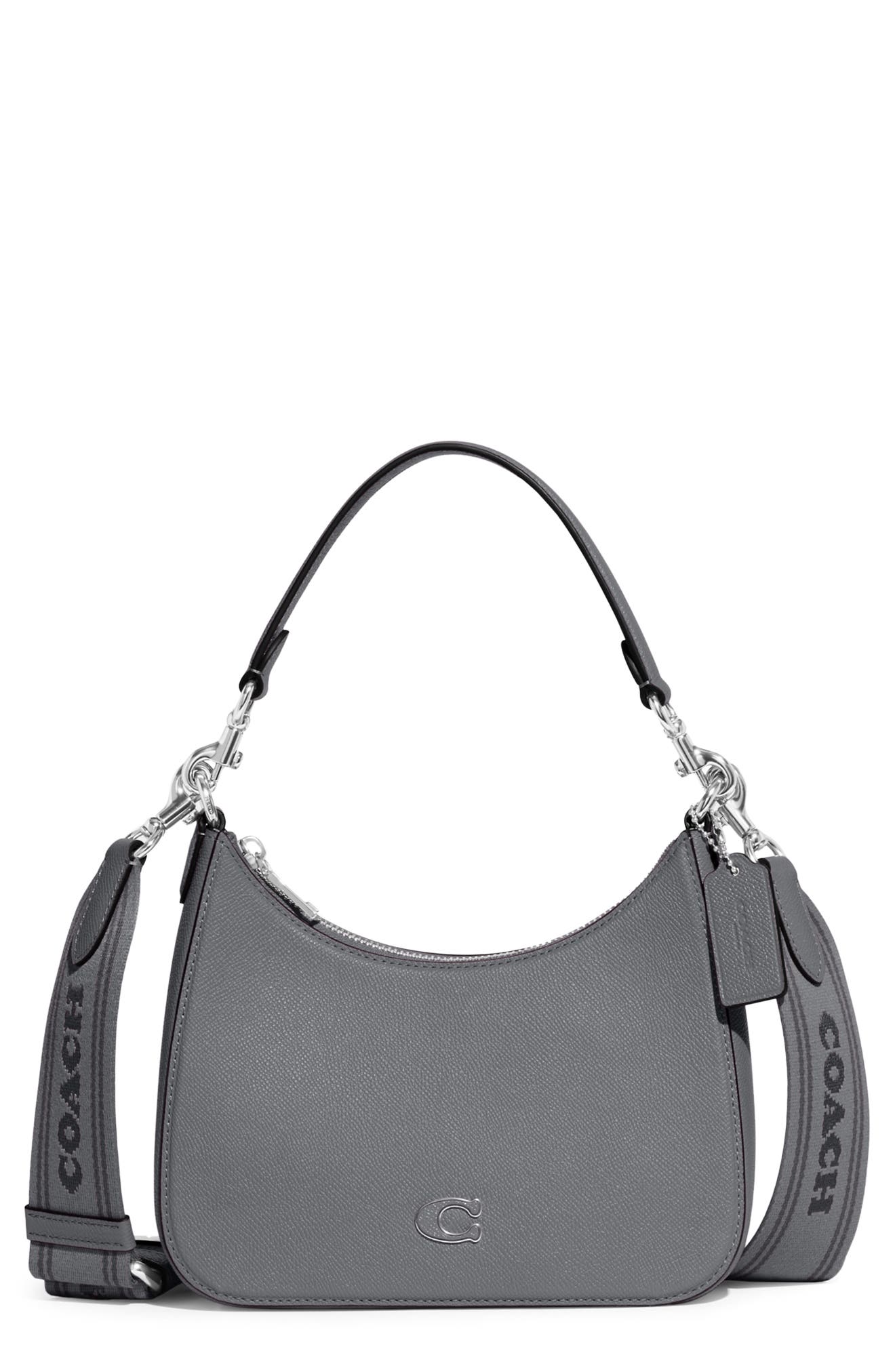 Crossgrain Leather Hobo Crossbody Bag, Main, color, GREY BLUE