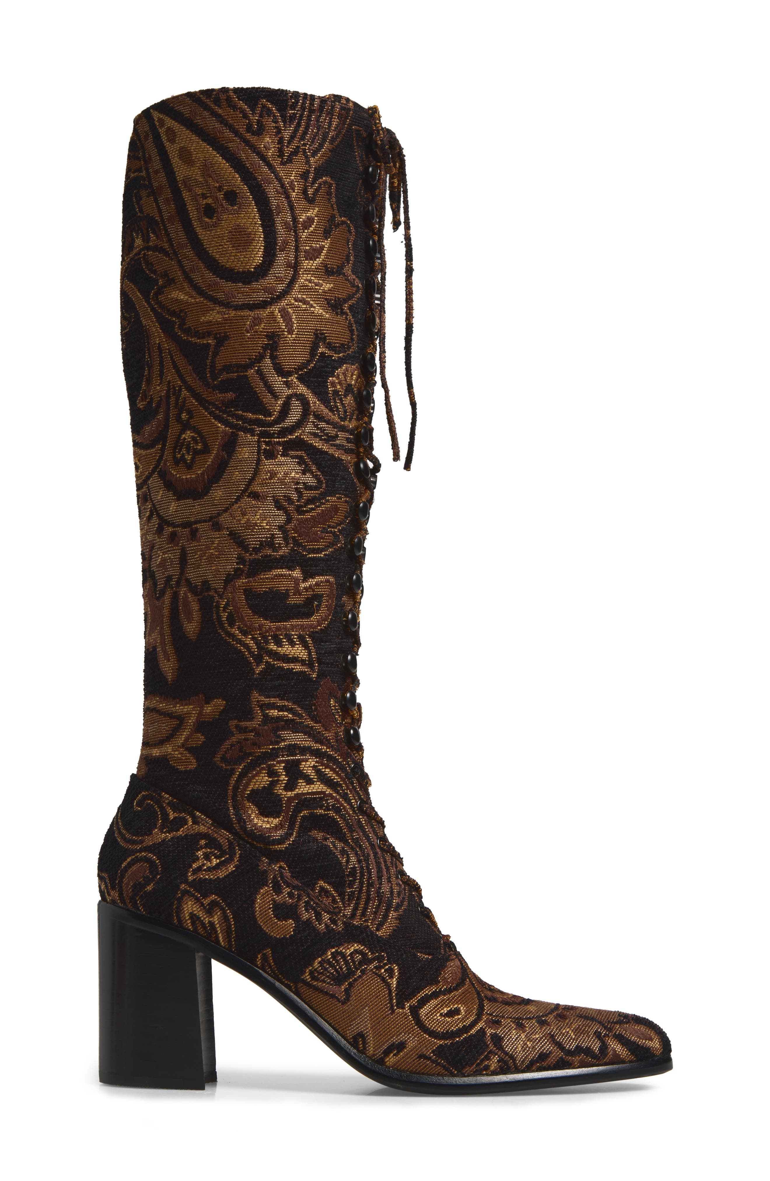 Archille Boot, Alternate, color, BEIGE BLACK TAPESTRY