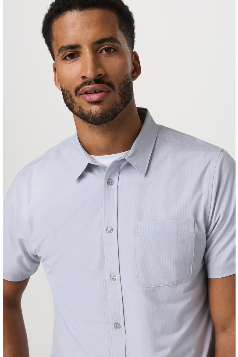 Short Sleeve Bridge Button-Up Shirt, Alternate, color, ATMOSPHERE MINI STRIPE