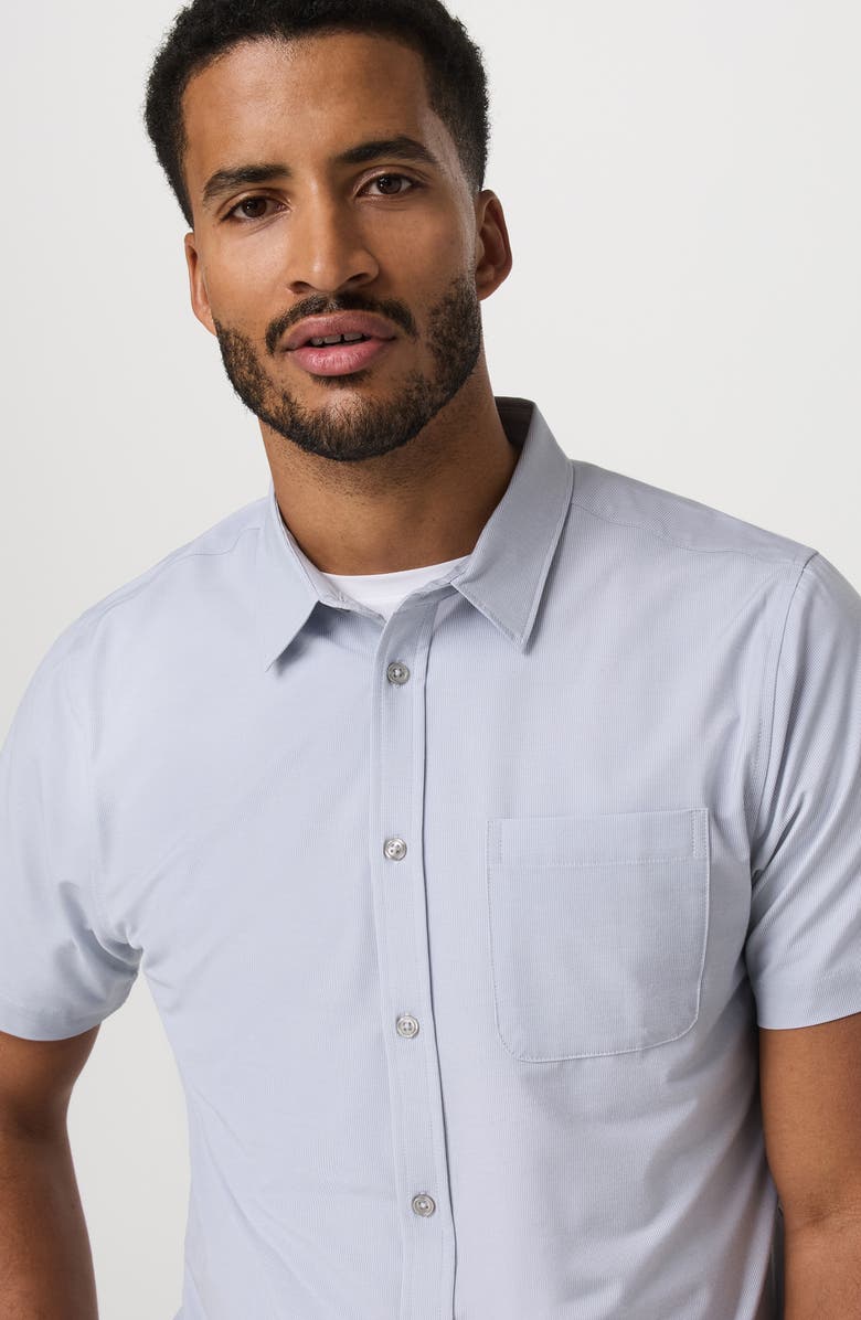 Vuori Short Sleeve Bridge Button-Up Shirt, Alternate, color, Atmosphere Mini Stripe