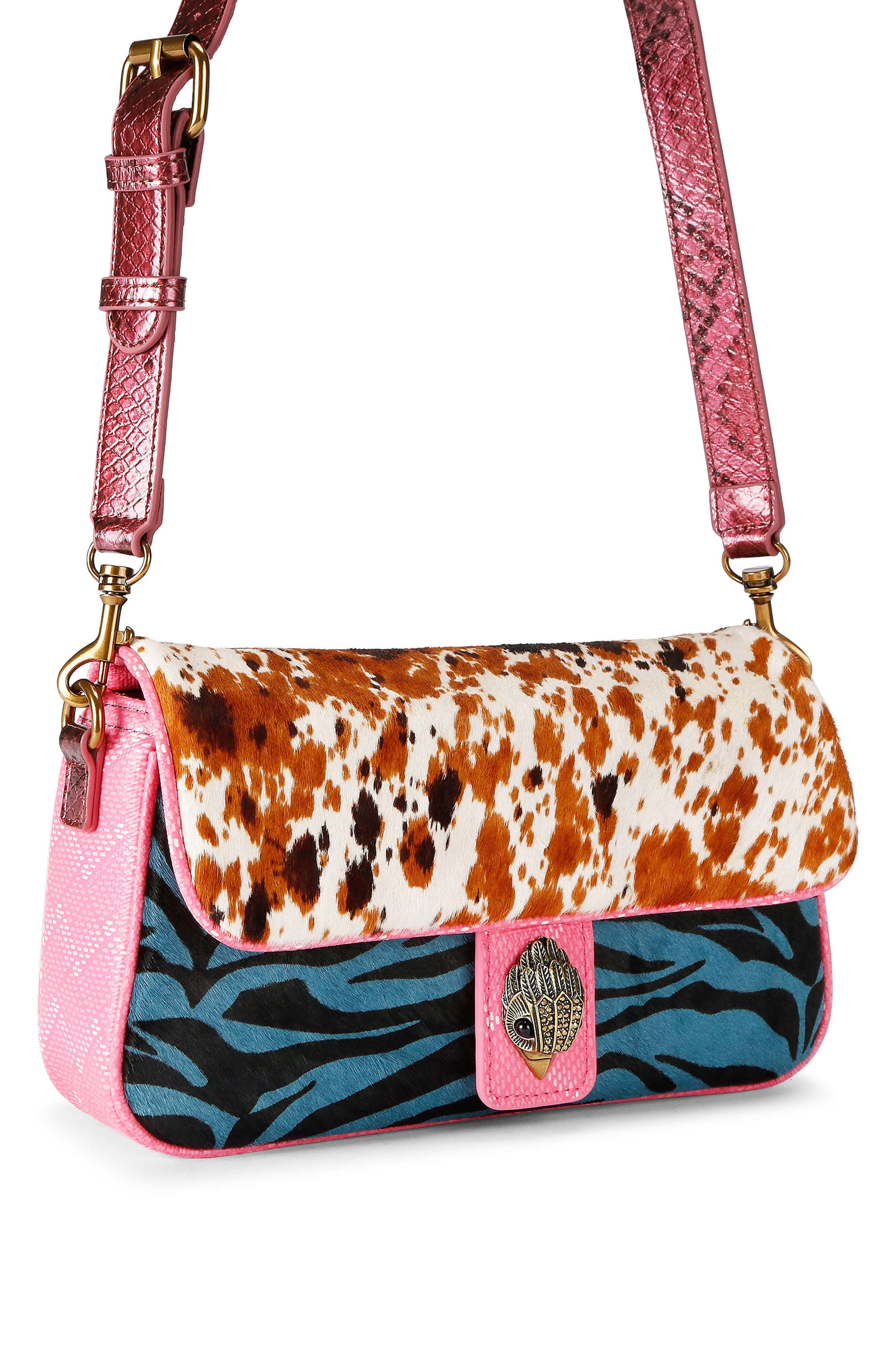 Kurt Geiger London Camden Flap Genuine Calf Hair & Leather Shoulder Bag, Alternate, color, 