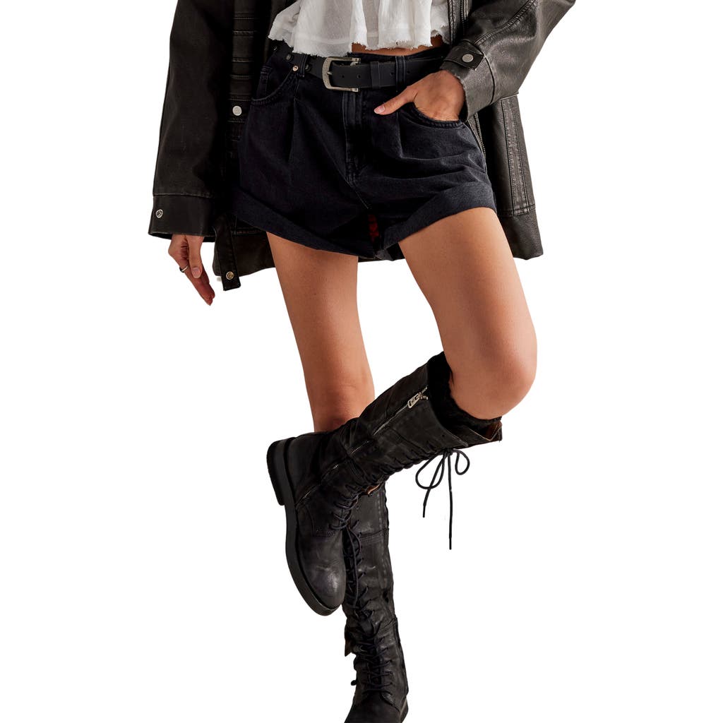 Free People Danni High Waist Denim Shorts In Midnight