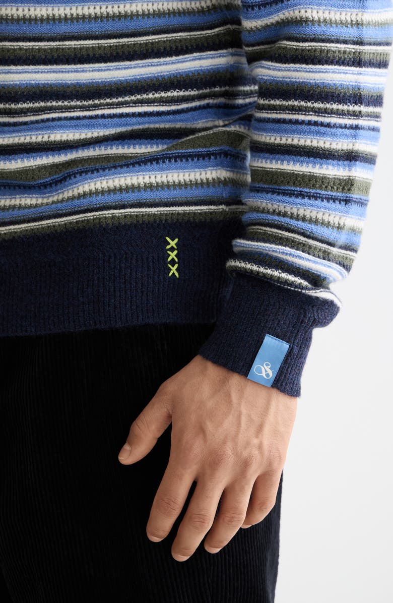 Scotch & Soda Stripe Soft Knit Crewneck Sweater, Alternate, color, Peacoat Multi Stripe