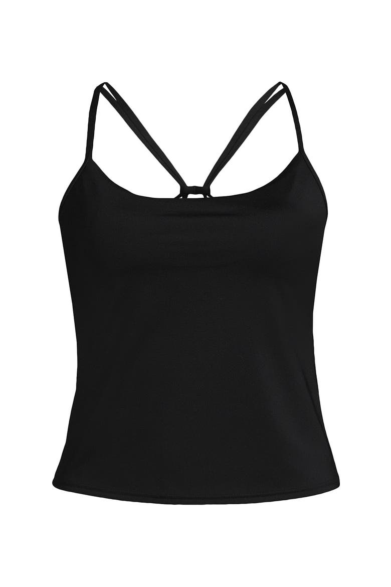 Tugless QuickDry Adjustable Strappy Back Tankini Top, Alternate, color, Black