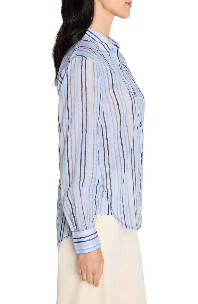 NIC+ZOE Drifty Painted Stripe Cotton Button-Up Shirt, Alternate, color, Blue Multi