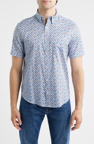 Johnston & Murphy Logan Print Short Sleeve Button-Up Shirt