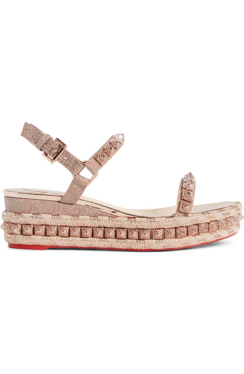 Christian Louboutin Pira Studded Glitter Wedge Sandal, Alternate, color,
