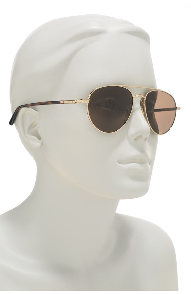 Gucci 56mm Aviator Sunglasses, Alternate, color,
