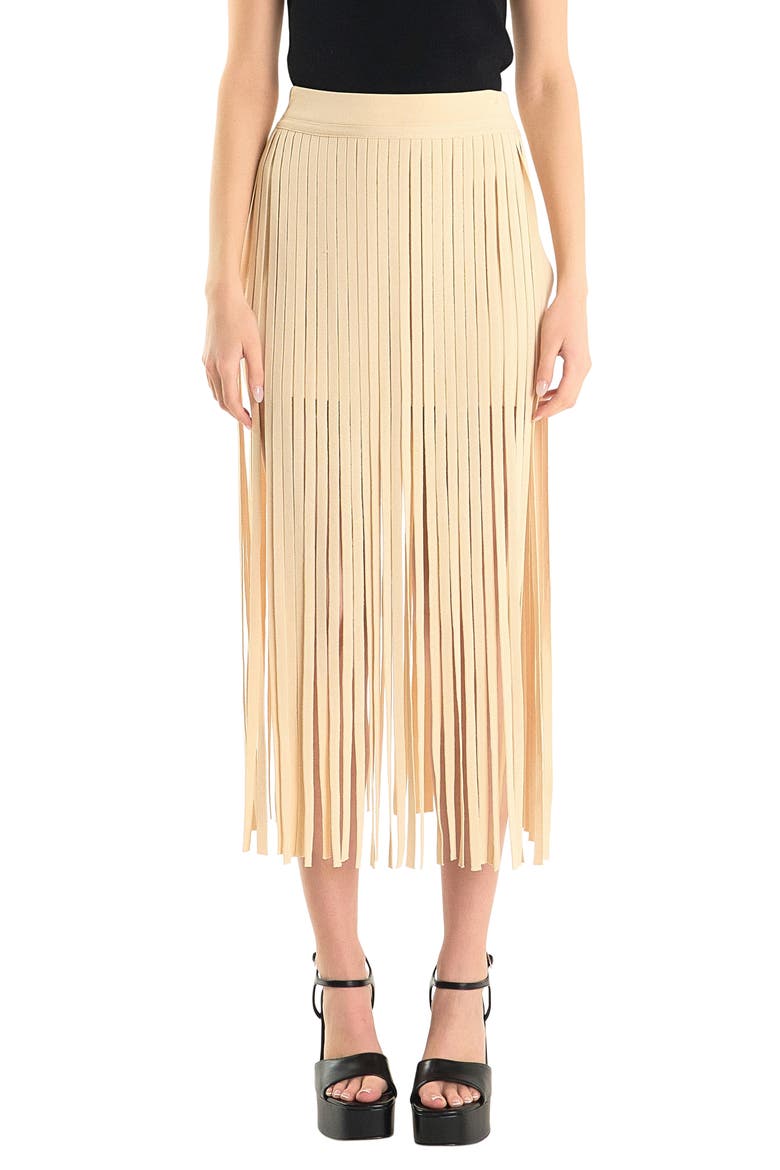 Knit Fringe Maxi Skirt, Main, color, LIGHT BEIGE