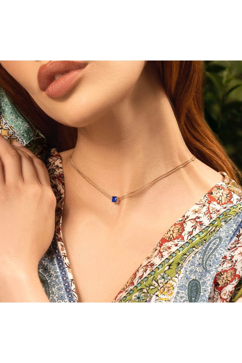 Manifest & Believe - Lapis Lazuli Evil Eye September Birthstone Necklace, Alternate, color, Gold/green