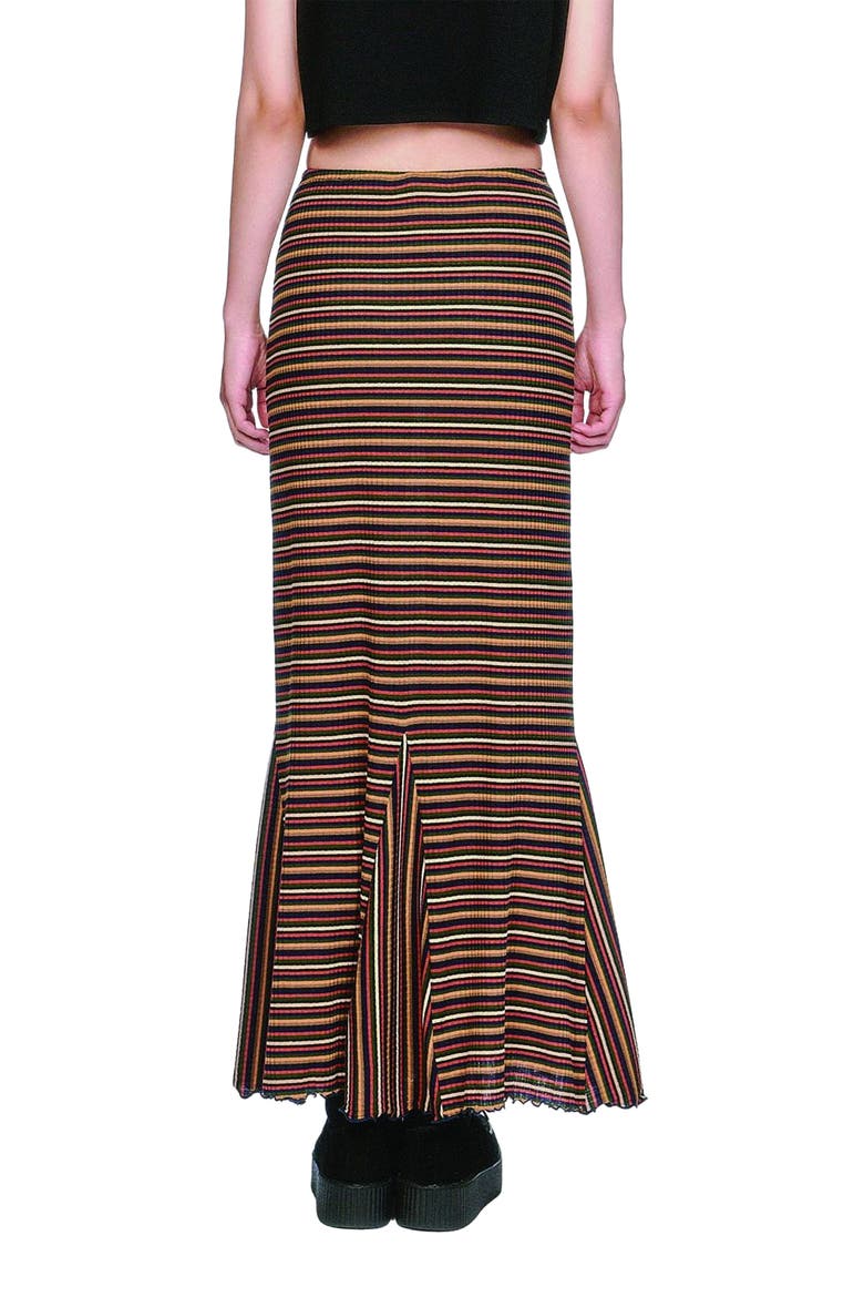 Venetian Stripe Trumpet Skirt, Alternate, color, Caramel Multi
