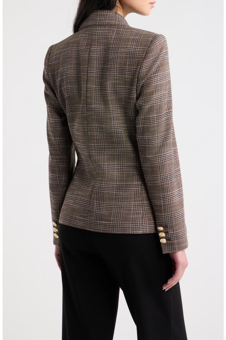 Plaid Double Breasted Blazer, Alternate, color, ESPRESSO IVORY