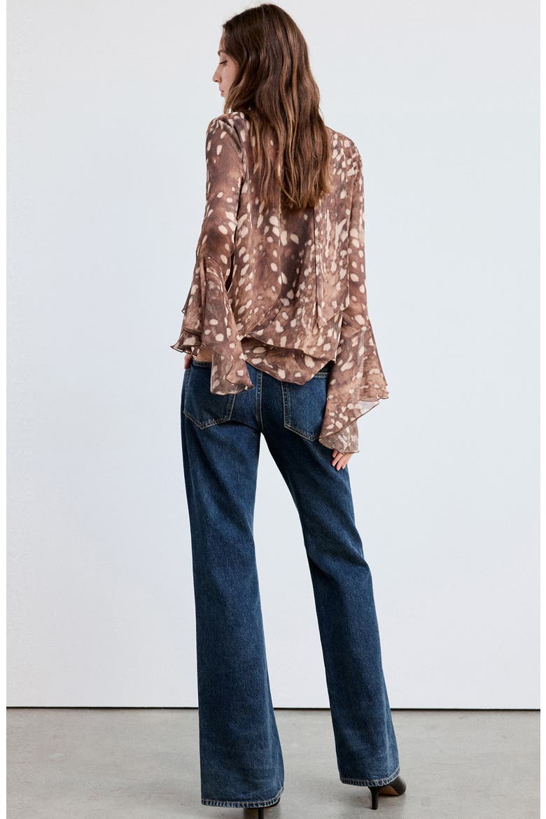 Printed Chiffon Top, Main, color, BROWN