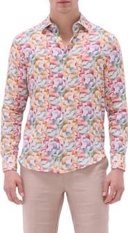 Bugatchi Julian Shaped Fit Linen Button-Up Shirt
