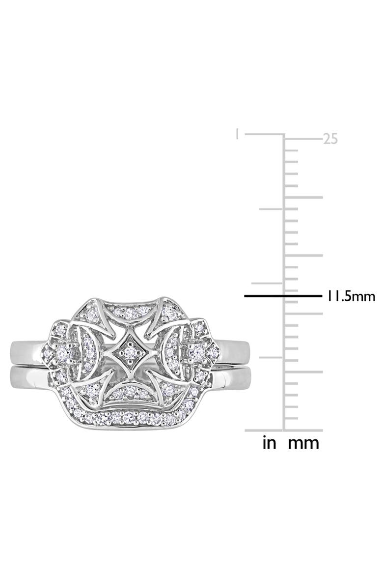Diamond Vintage Bridal Ring Set, Alternate, color, Sterling Silver
