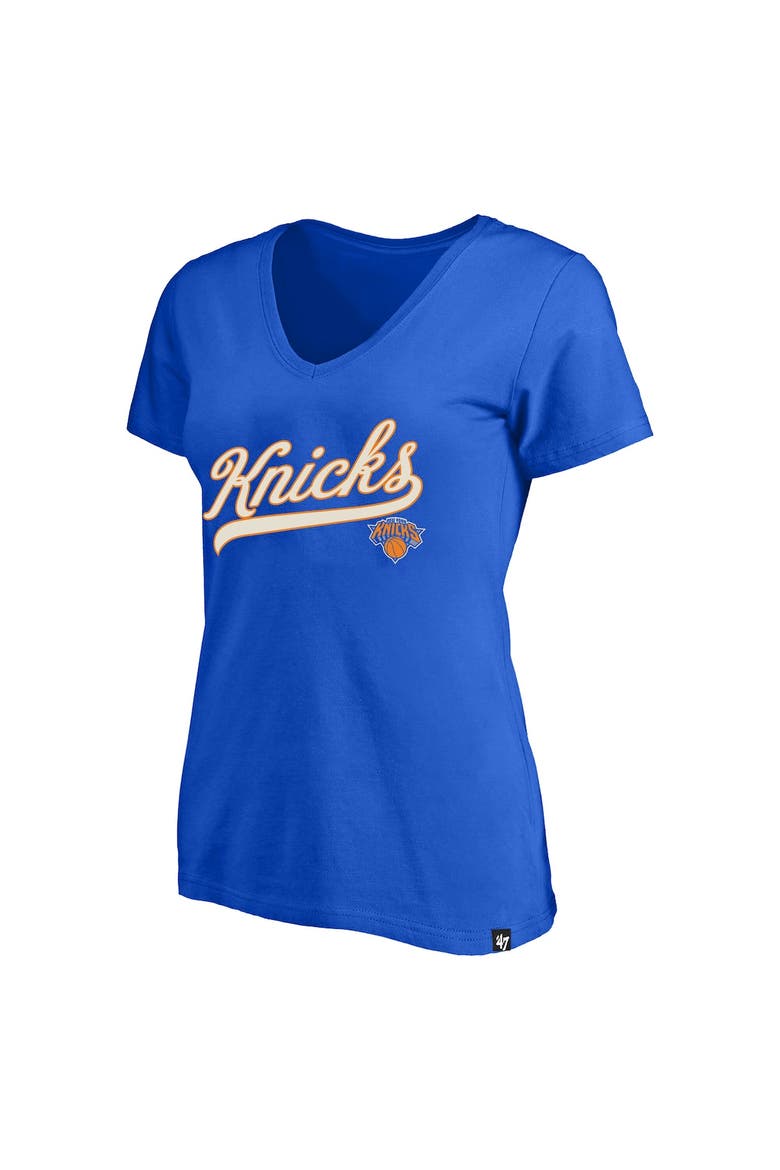 Women's Profile Blue New York Knicks Plus Size Sweep V-Neck T-Shirt, Alternate, color, Blue