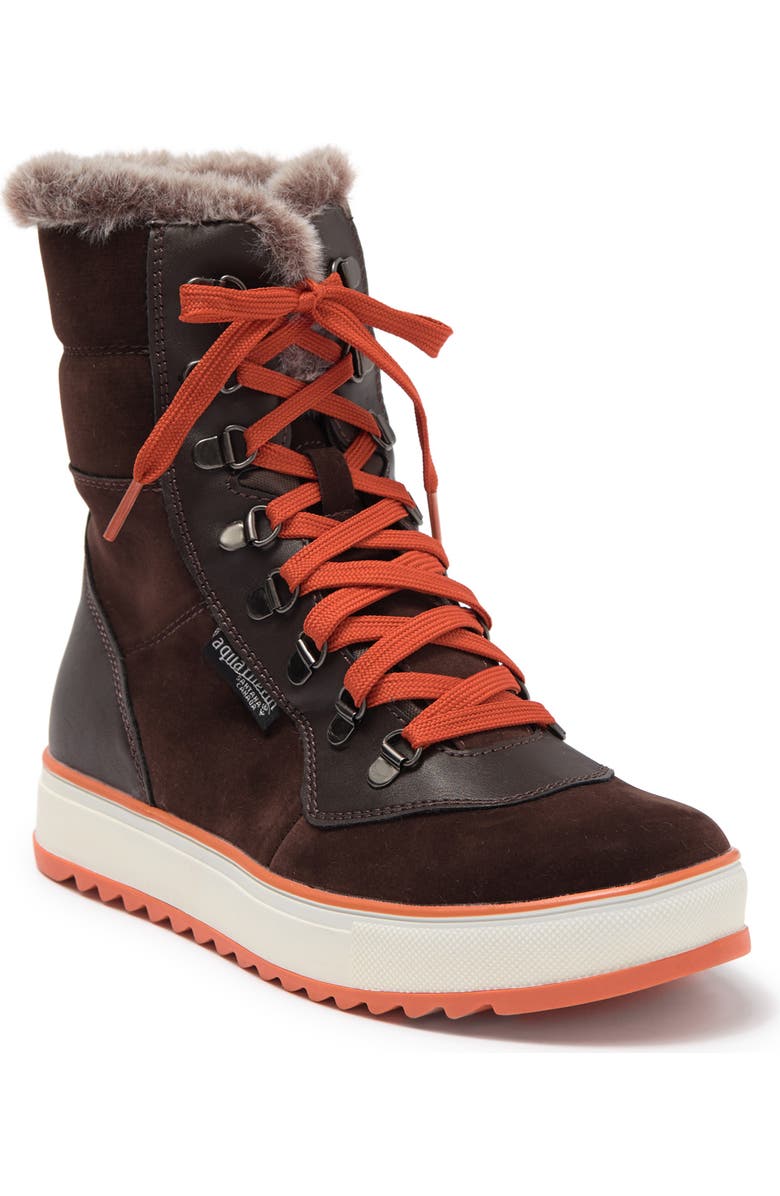 AQUATHERM BY SANTANA CANADA Maya Faux Fur Lined Lace-Up Boot, Main, color, Brown Rust