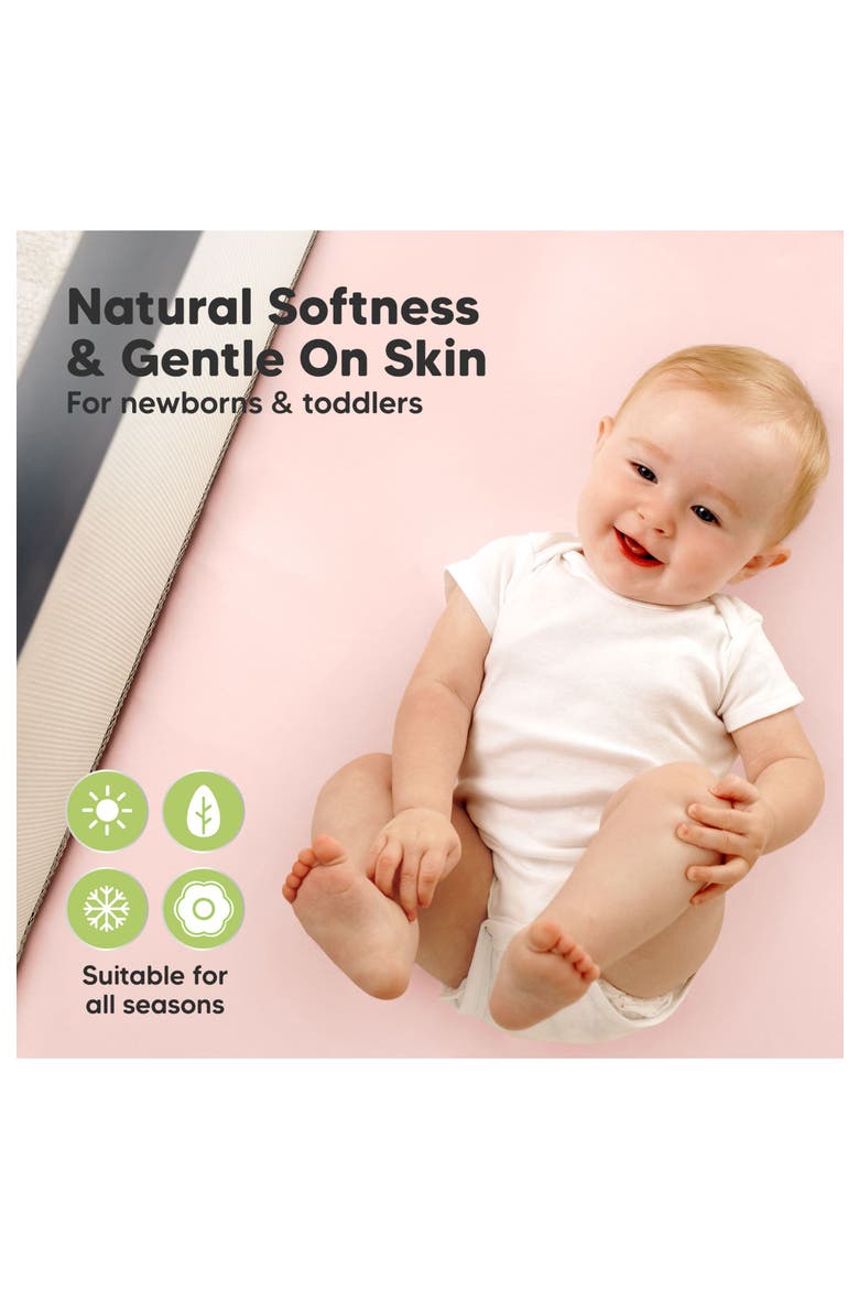 2-Pack Soothe [Protect+] Waterproof Mini Crib Sheets, Alternate, color, Mist Rose