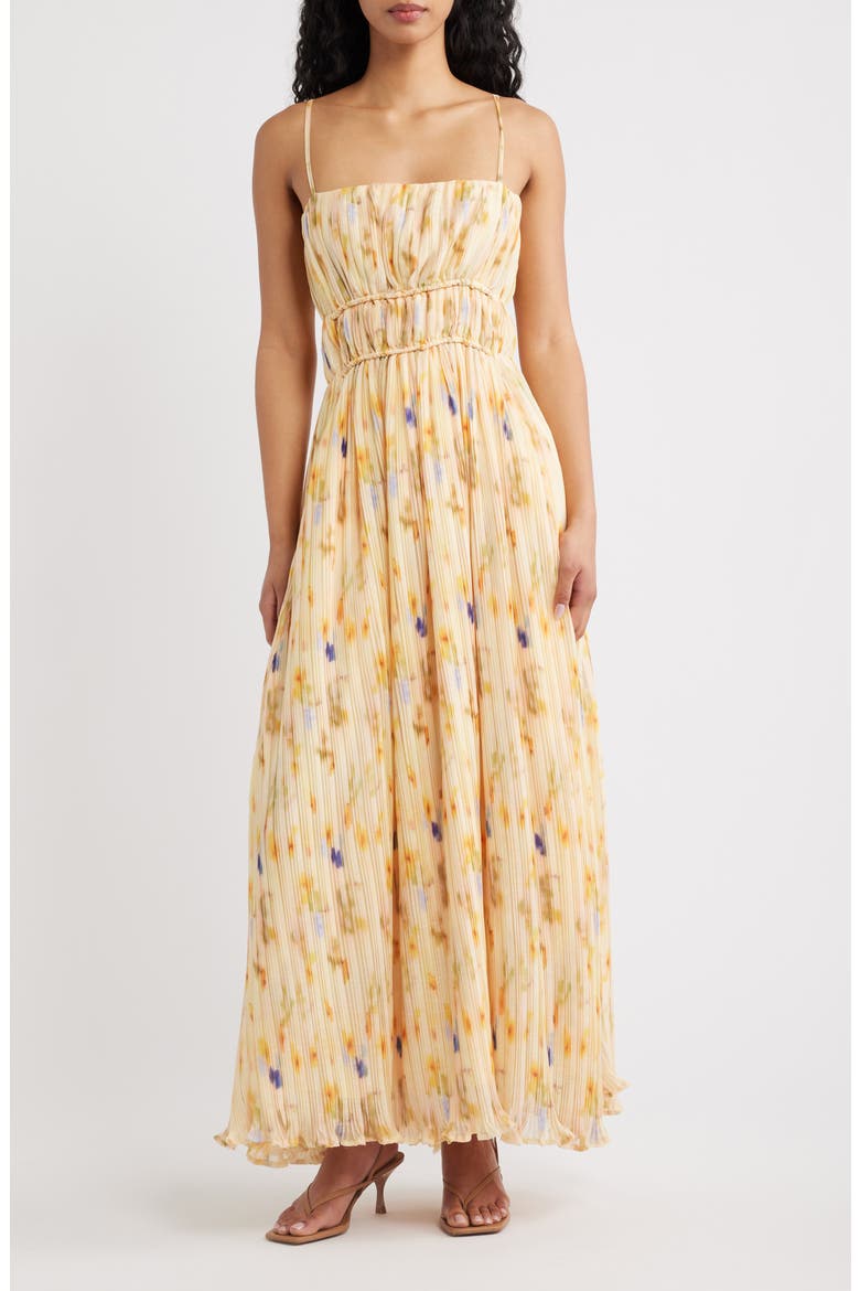 Potpourri Abstract Floral Micropleat Chiffon Maxi Dress, Main, color, MULTI