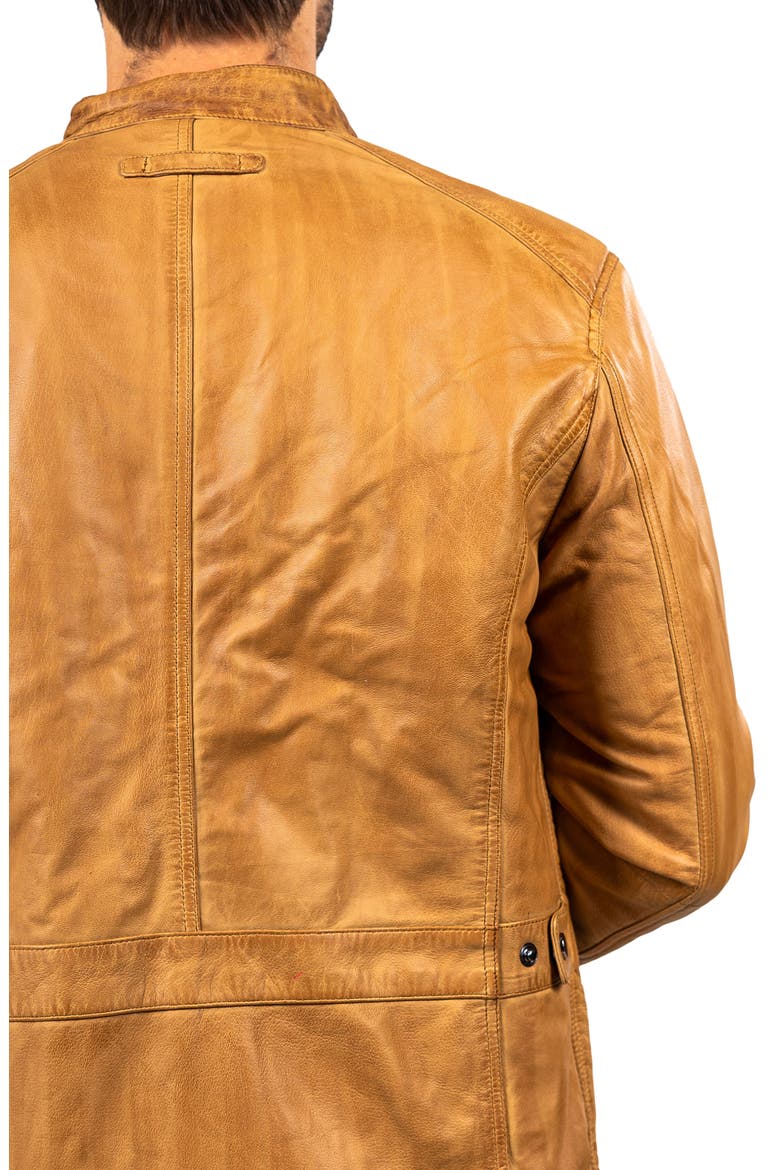 Washed Brown Lambskin Leather Jacket, Alternate, color, BROWN