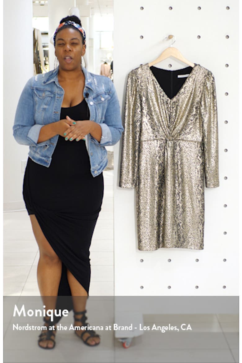 Metallic Snakeskin Print Long Sleeve Dress video